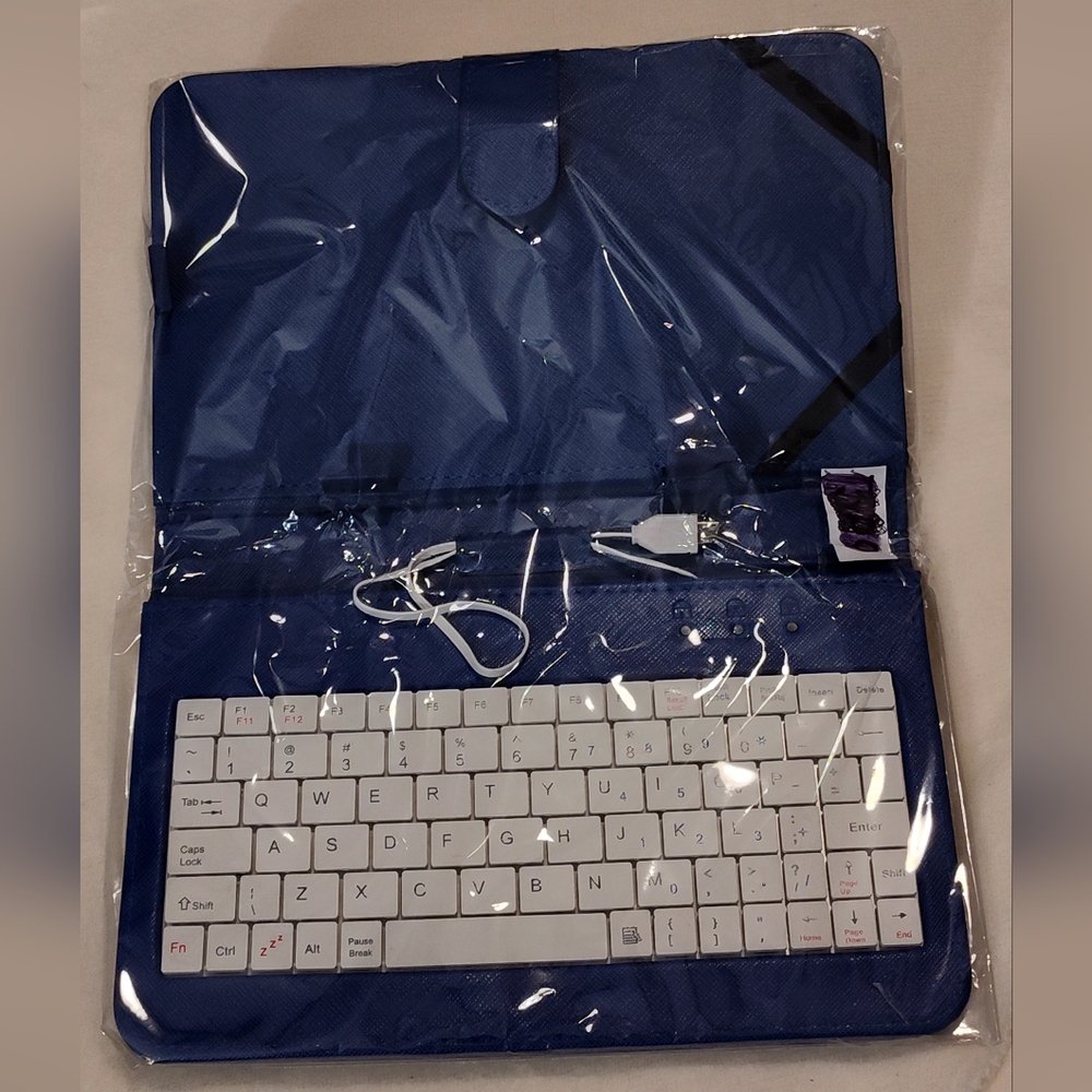 Blue and White Keyboard with Case